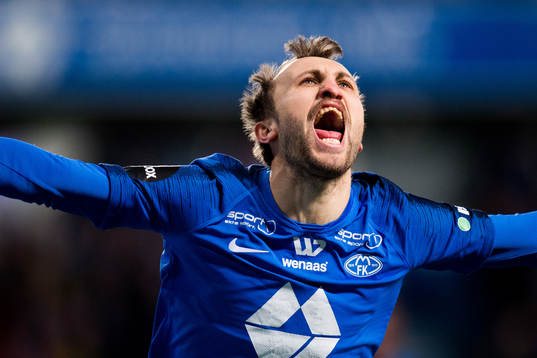 Magnus Eikrem of Molde celebrates