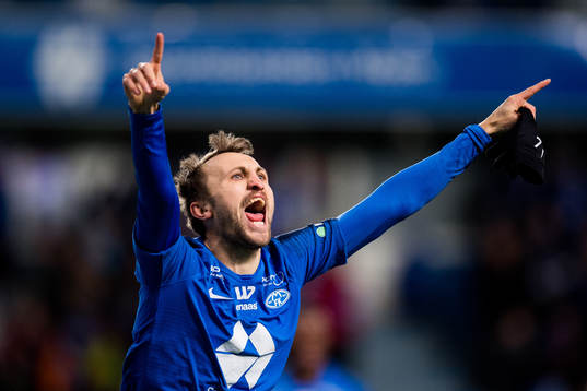 Magnus Eikrem of Molde celebrates