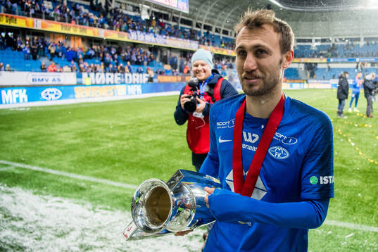 Magnus Eikrem of Molde celebrates