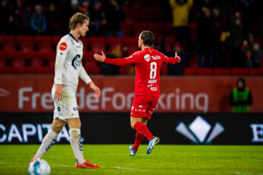 Fredrik Haugen of Brann celebrates