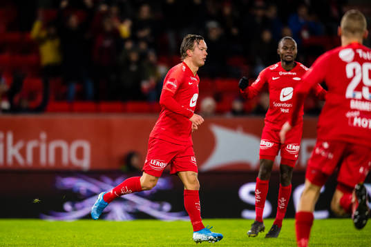 Fredrik Haugen of Brann celebrates