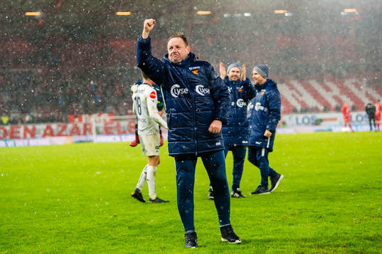 Bjarne Berntsen, head coach of Viking, celebrates