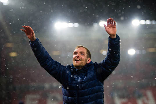 Kristoffer Lie Løkberg of Viking celebrates