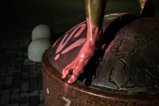 The statue of Zlatan Ibrahimovic has been vandalized