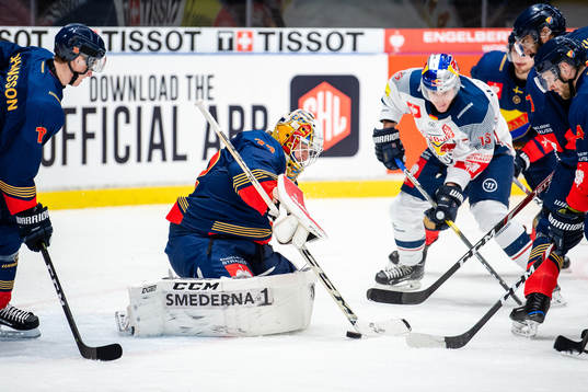 Goalkeeper Karri Rämö of Djurgården and Jason Jaffray of
