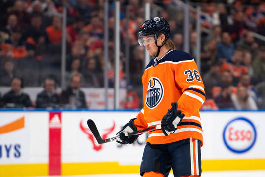 Joel Persson of the Edmonton Oilers looks dejected