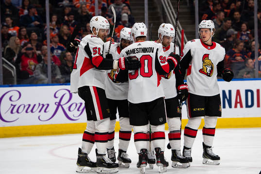 Players of the Ottawa Senators celebrate