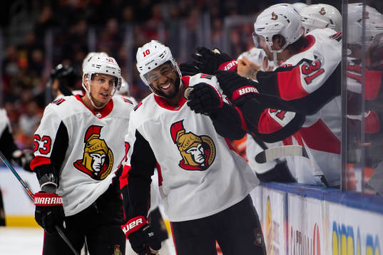 Anthony Duclair of the Ottawa Senators  celebrates