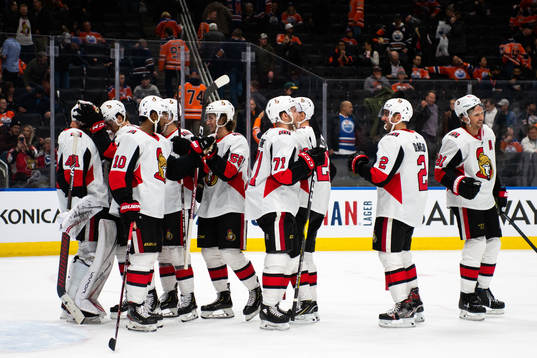 Players of the Ottawa Senators celebrate