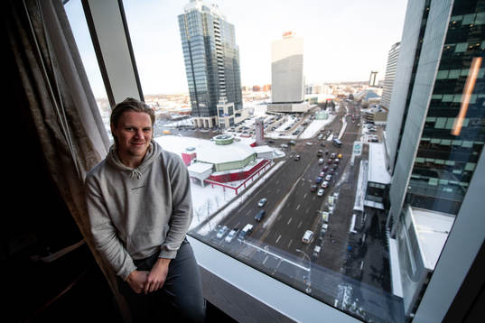 Joel Persson of the Edmonton Oilers poses for a portrait in