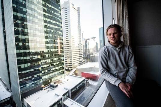 Joel Persson of the Edmonton Oilers poses for a portrait in