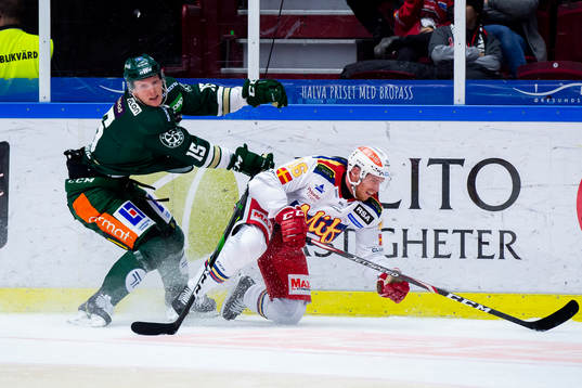 Färjestads Gustav Rydahl och Malmö Redhawks Matias Lassen