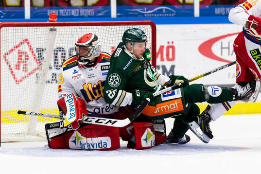 Malmö Redhawks målvakt Oscar Alsenfelt och Färjestads