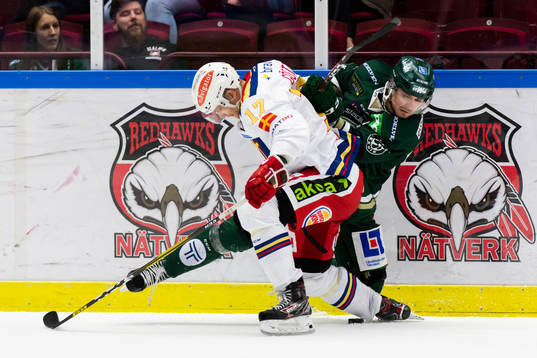 Malmö Redhawks Max Görtz och Färjestads Linus Johansson