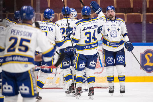Leksands Philip Samuelsson och Mattias Karlsson jubel