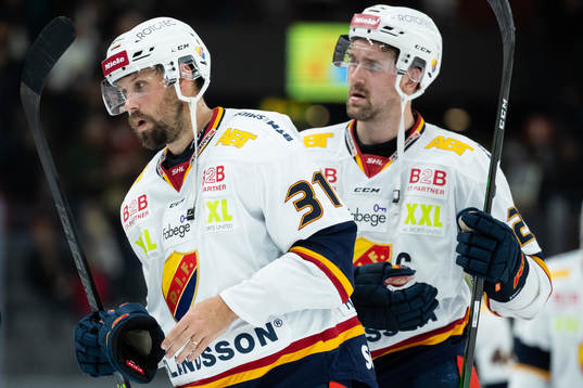 Djurgårdens Dick Axelsson och Patrik Berglund deppar