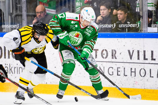 Brynäs Niclas Lundgren och Rögles Leon Bristedt