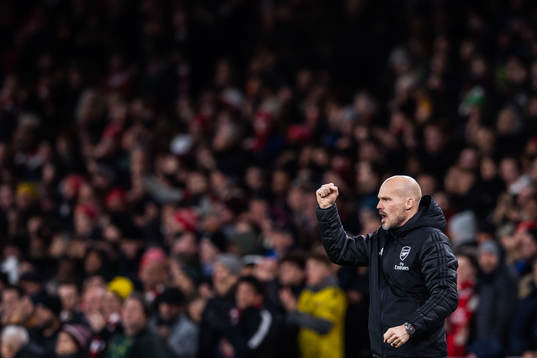 Fredrik Ljungberg, interim manager of Arsenal, celebrates