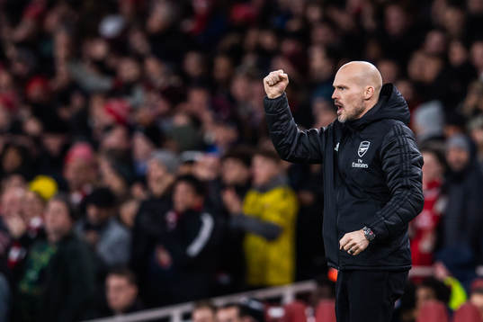 Fredrik Ljungberg, interim manager of Arsenal, celebrates
