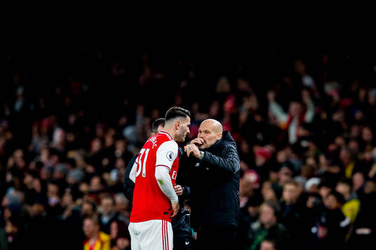 Fredrik Ljungberg, interim manager of Arsenal, talks to