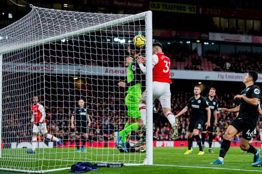 Goalkeeper Mathew Ryan of Brighton and Sead Kolasinac of