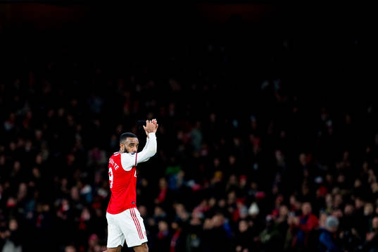 Alexandre Lacazette of Arsenal is being substituted