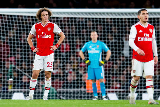 David Luiz of Arsenal looks dejected