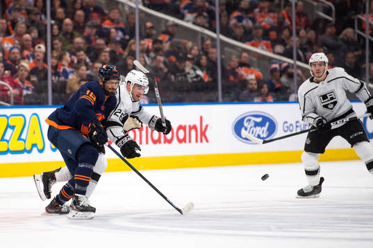 James Neal of the Edmonton Oilers and Sean Walker of the