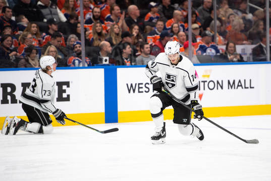 Tyler Toffoli and Nikolai Prokhorkin of the Los Angeles