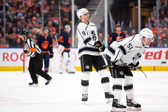 Adrian Kempe and Austin Wagner of the Los Angeles Kings