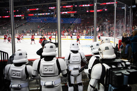 People dressed as stormtroopers from Star Wars