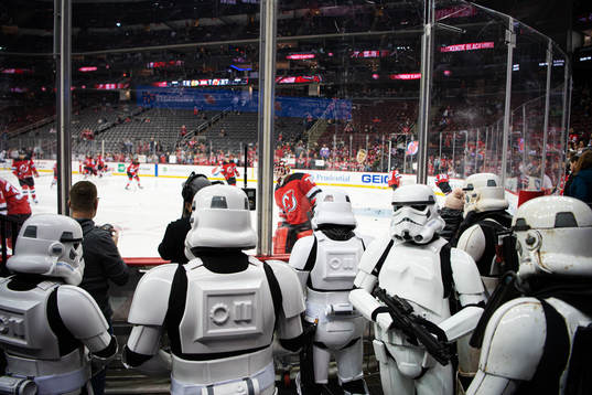 People dressed as stormtroopers from Star Wars