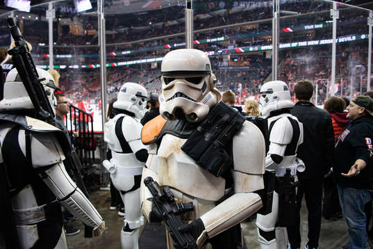 People dressed as stormtroopers from Star Wars