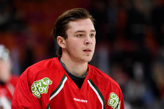 Frölundas Jonatan Lundin Andersson innan ishockeymatchen i