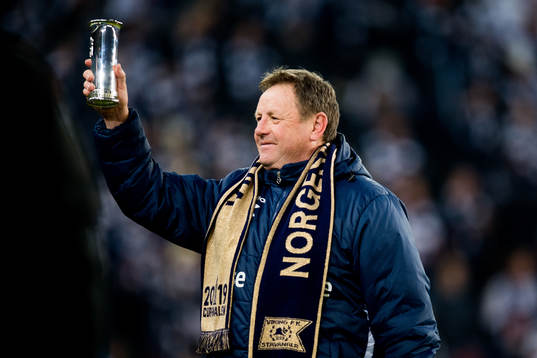 Bjarne Berntsen, head coach of Viking, celebrates with the