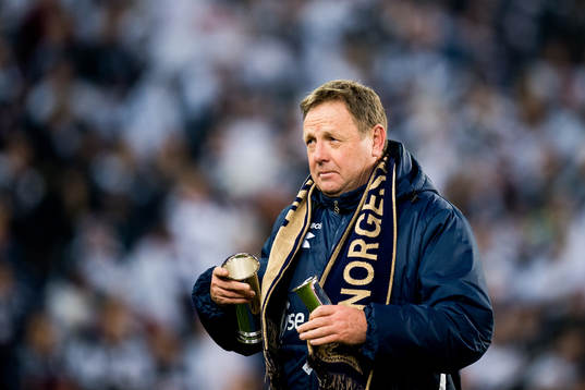 Bjarne Berntsen, head coach of Viking, celebrates with the