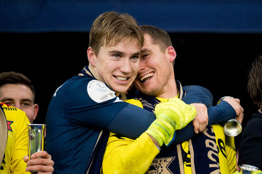 Kristian Thorstvedt and goalkeeper Iven Austbø of Viking