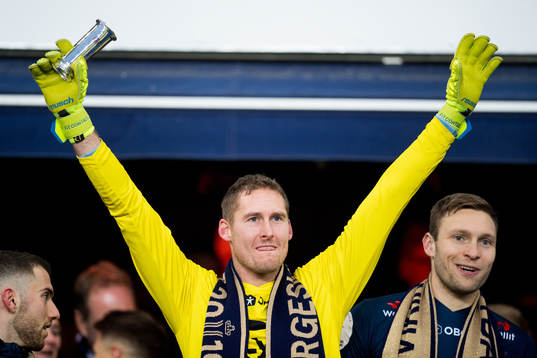 Goalkeeper Iven Austbø of Viking celebrates