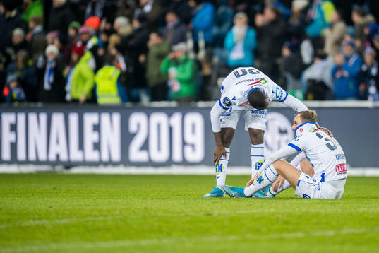Ibrahima Koné and Kevin Martin Krygård of Haugesund look