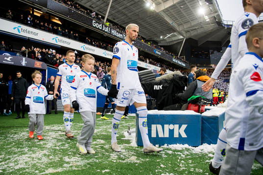 Kristoffer Velde of Haugesund enters the pitch