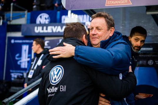 Jostein Grindhaug, head coach of Haugesund, and Bjarne