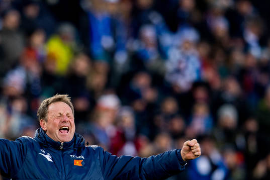 Bjarne Berntsen, head coach of Viking, celebrates