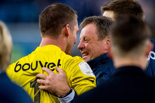 Goalkeeper Iven Austbø and Bjarne Berntsen, head coach of