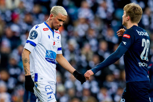 Kristoffer Velde of Haugesund and Kristian Thorstvedt of