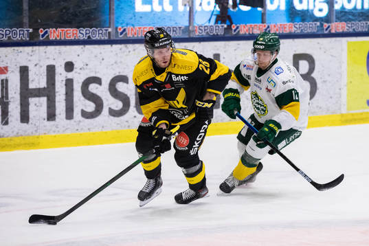 Västerås Lukas Zetterberg och Björklövens Brian Cooper