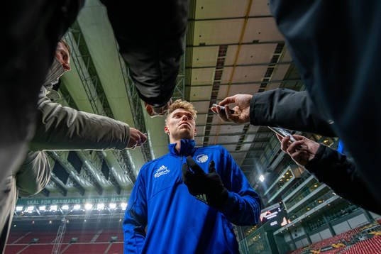 Viktor Fischer of FC Köpenhamn talk with media
