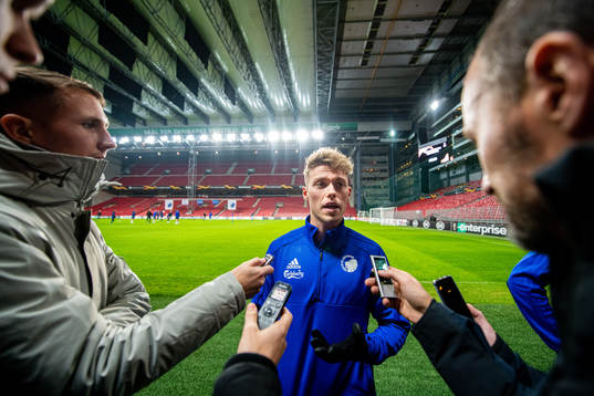 Viktor Fischer of FC Köpenhamn talk with media