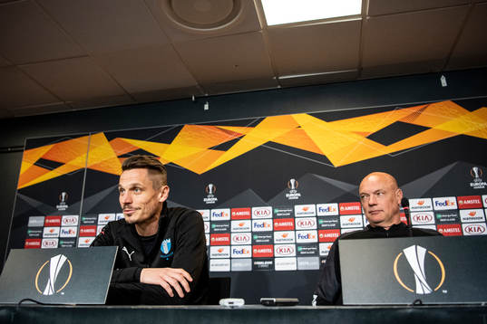 Markus Rosenberg and Uwe Rösler, head coach of Malmö FF
