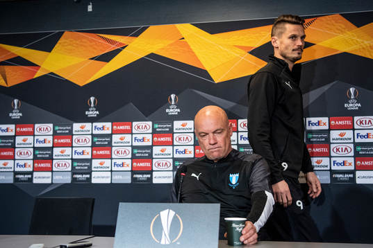 Markus Rosenberg and Uwe Rösler, head coach of Malmö FF