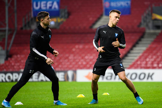 Marcus Antonsson and Jonas Knudsen of Malmö FF